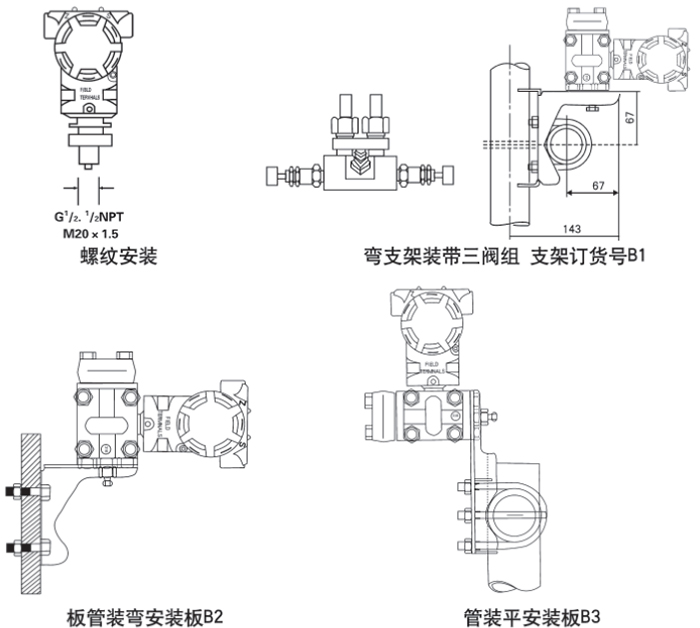 管道差压变送器安装方式示意图